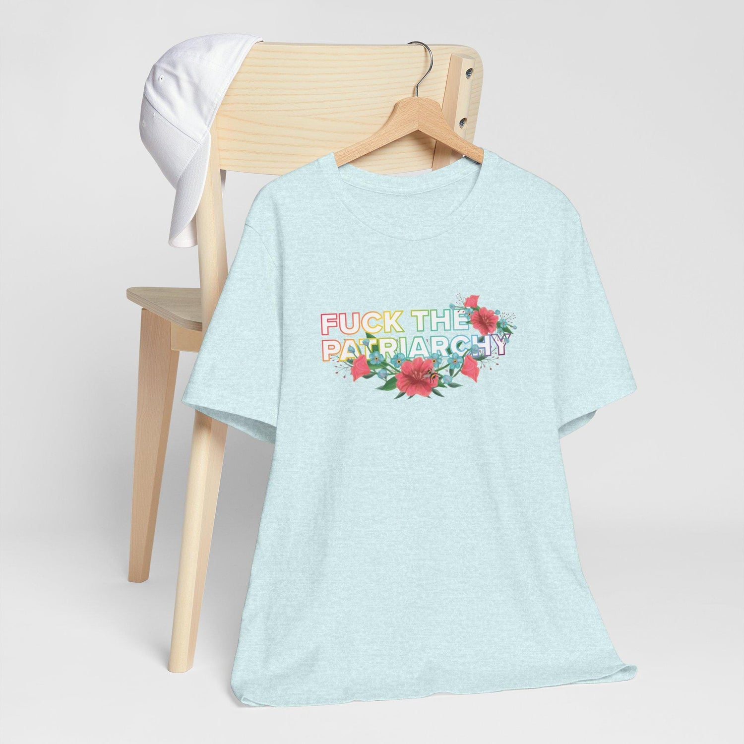 Feminist Floral T-Shirt: Anti-Patriarchy Rainbow Pride Tee