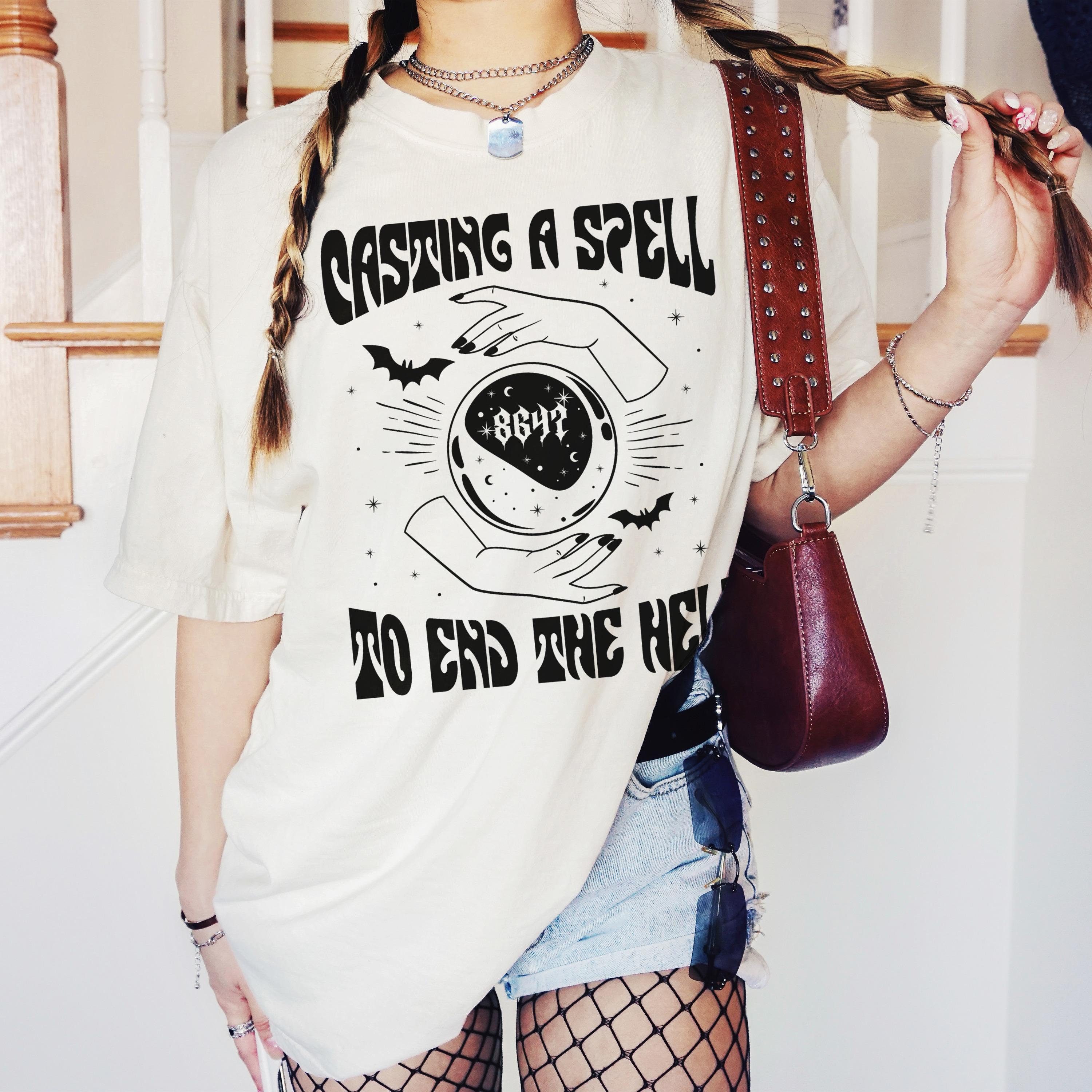 Casting a Spell Graphic Tee, Witchcraft Themed Shirt, Goth Aesthetic Clothing, Edgy Fashion Top, Vintage Inspired Casual Wear
