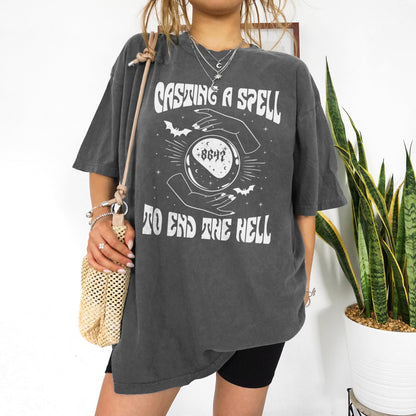Casting A Spell Shirt, Do End The Hell Tee, Witchy Graphic Shirt, Halloween T-Shirt, Mystical Design, Unisex Trendy Top