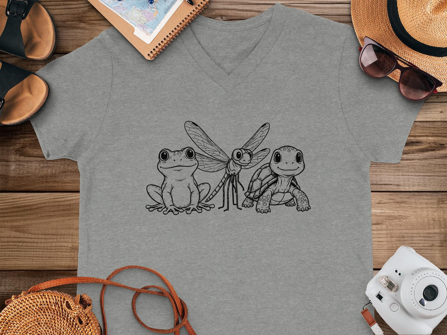 Frog Dragonfly Turtle V Neck T Shirt, Subtle F*ck Trump, Anti Trump Shirt, 8647, FDT, Political Humor Tee, Unique Design V Neck Top