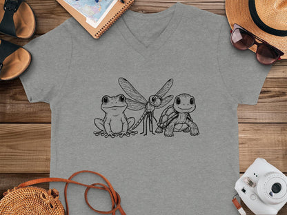 Frog Dragonfly Turtle V Neck T Shirt, Subtle F*ck Trump, Anti Trump Shirt, 8647, FDT, Political Humor Tee, Unique Design V Neck Top