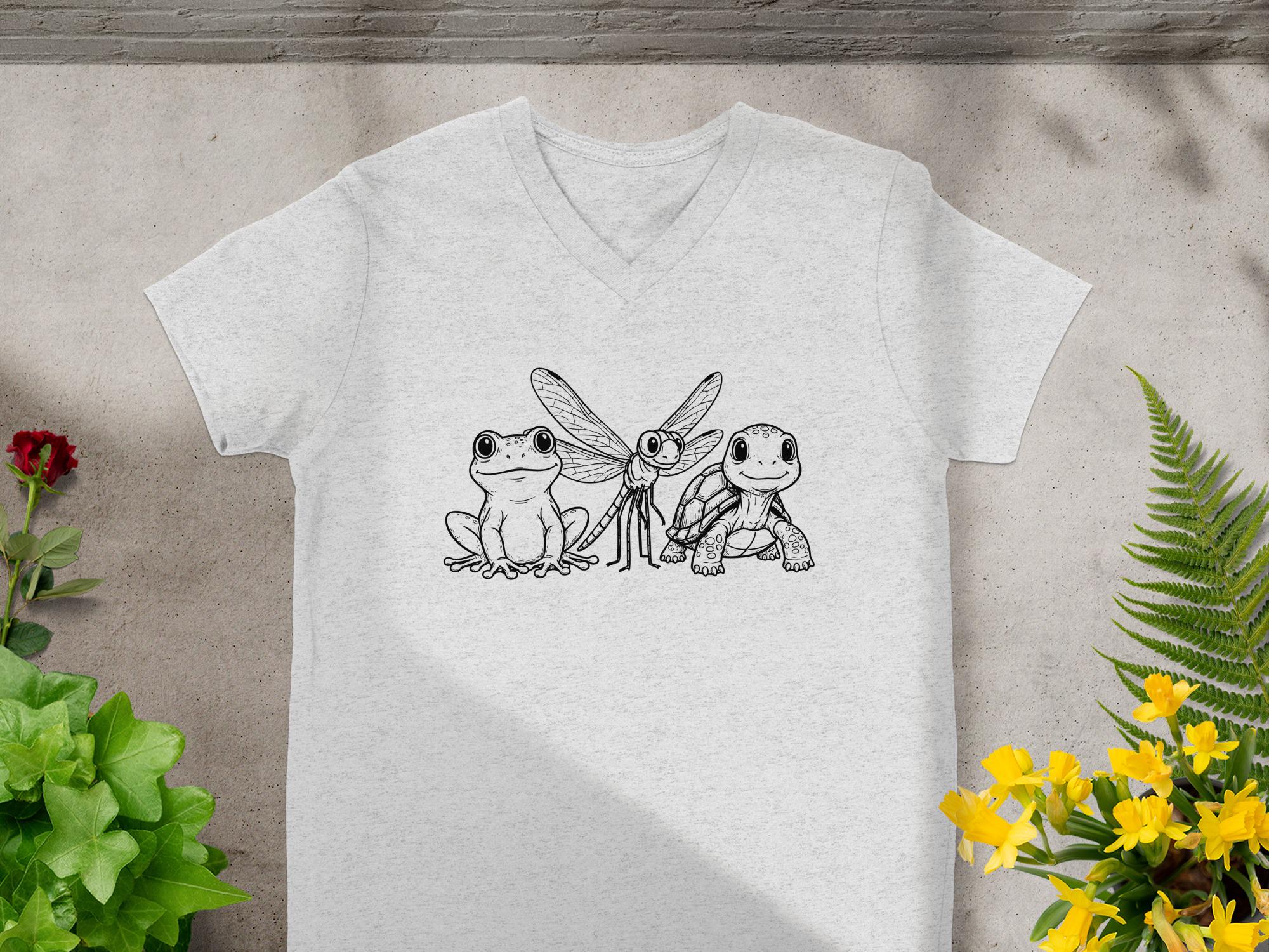 Frog Dragonfly Turtle V Neck T Shirt, Subtle F*ck Trump, Anti Trump Shirt, 8647, FDT, Political Humor Tee, Unique Design V Neck Top