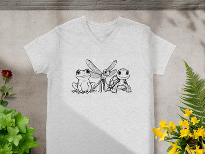 Frog Dragonfly Turtle V Neck T Shirt, Subtle F*ck Trump, Anti Trump Shirt, 8647, FDT, Political Humor Tee, Unique Design V Neck Top