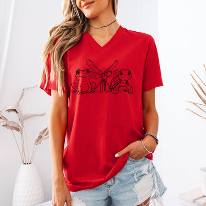 Frog Dragonfly Turtle V Neck T Shirt, Subtle F*ck Trump, Anti Trump Shirt, 8647, FDT, Political Humor Tee, Unique Design V Neck Top