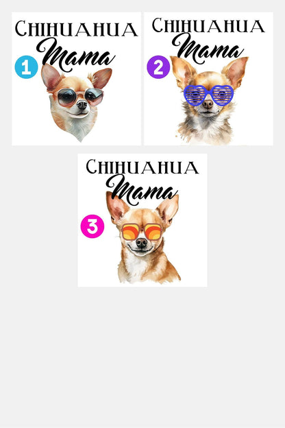 Chihuahua Mama Sticker, Funny Chihuahua Mom Decal, Small Dog Lover Gift, 3 Designs, 2 or 3 Inch, Clear or Holographic