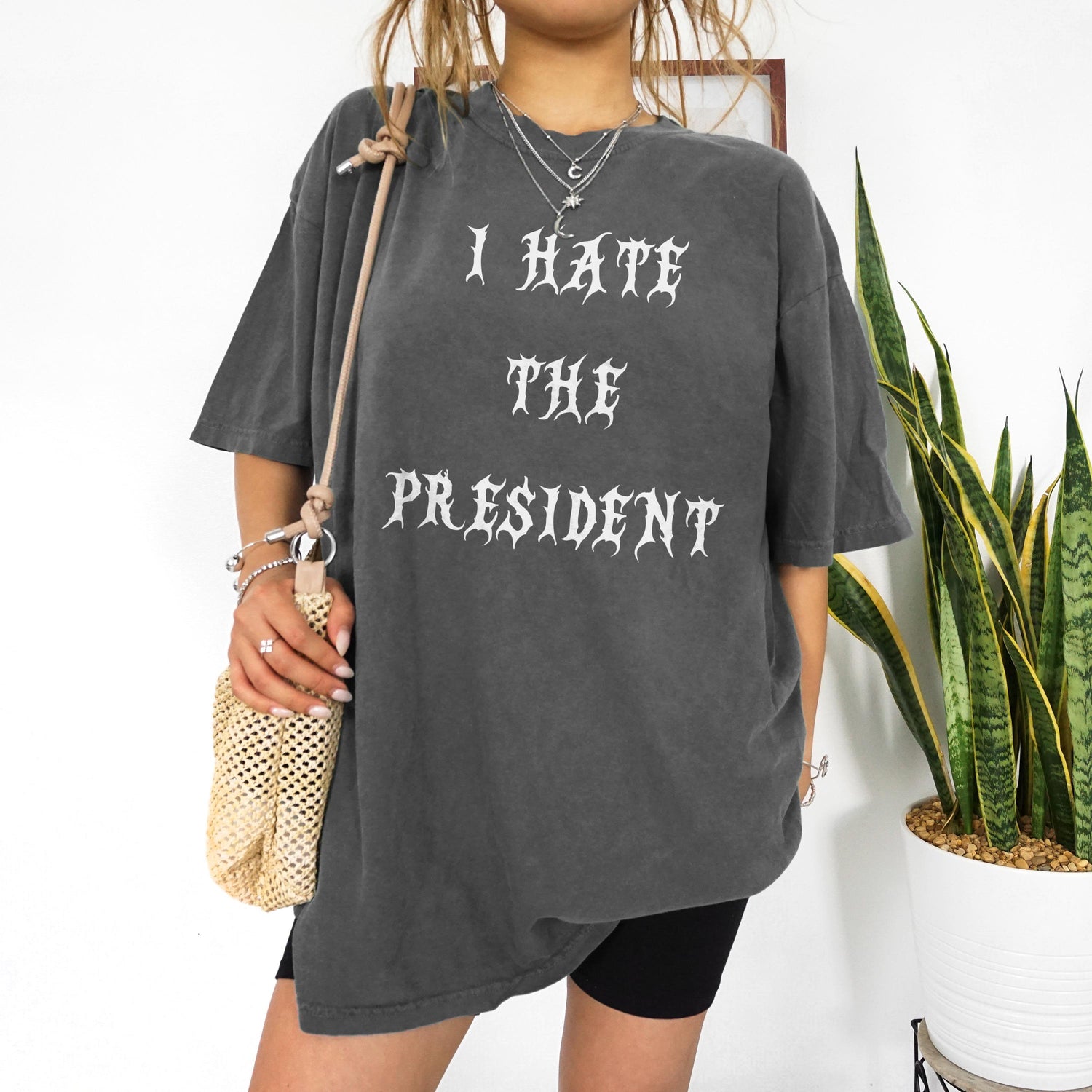 Oversized Graphic Tee, I Hate The President Shirt, Casual Statement Top, Unisex Graphic Tee, Trendy Political T-shirt, Edgy Fashion Tee