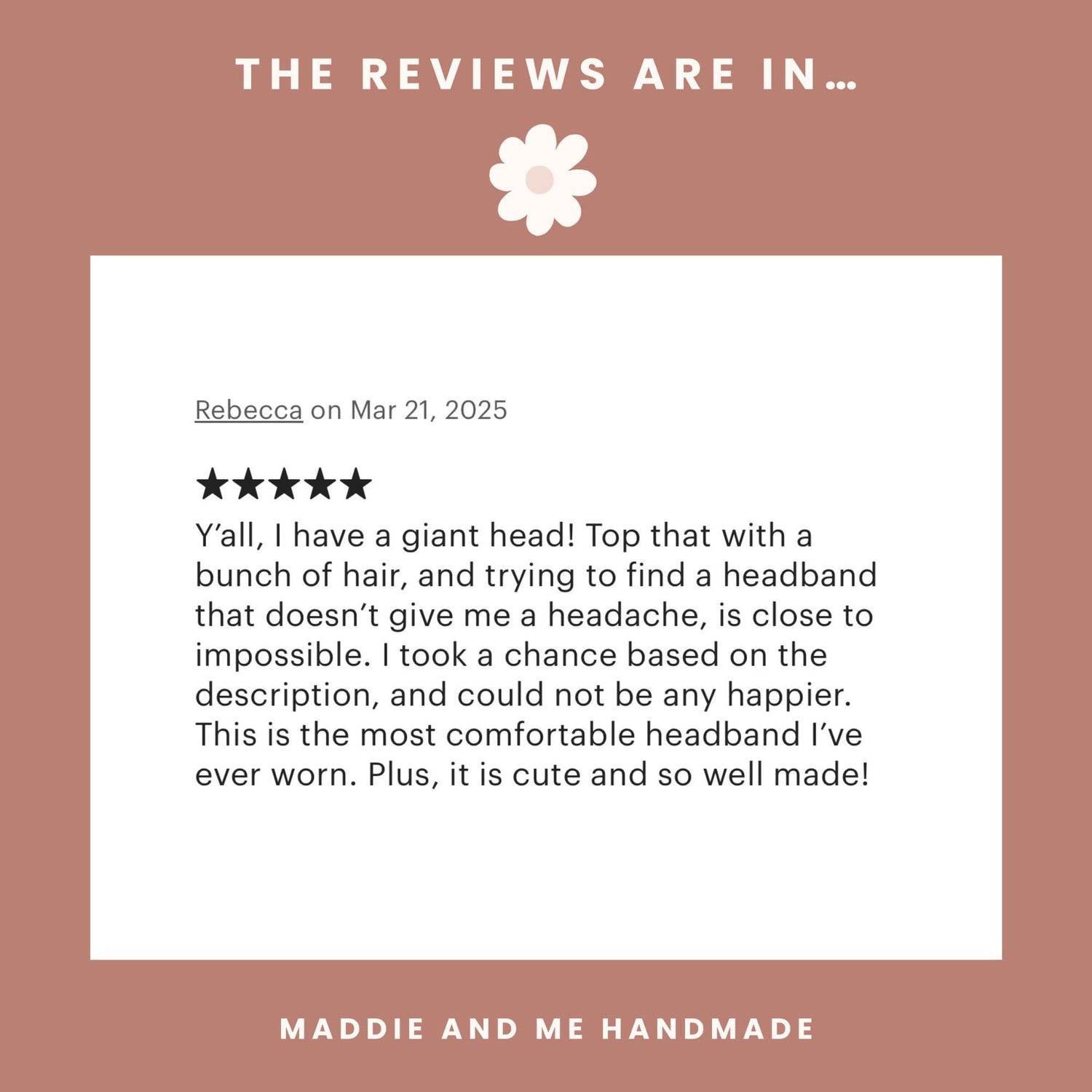May include: A graphic with the text &amp;quot;THE REVIEWS ARE IN...&amp;quot; and customer reviews for a headband. The reviews mention the headband&amp;