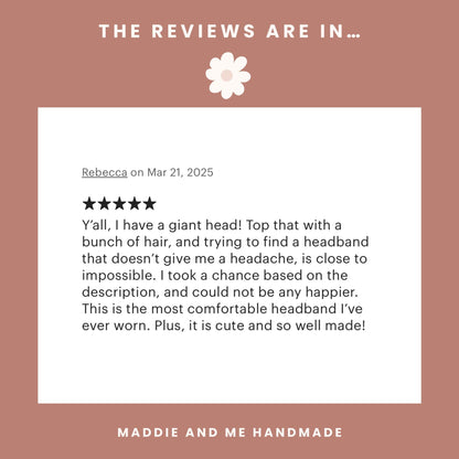 May include: A graphic with the text &amp;quot;THE REVIEWS ARE IN...&amp;quot; and customer reviews for a headband. The reviews mention the headband&amp;