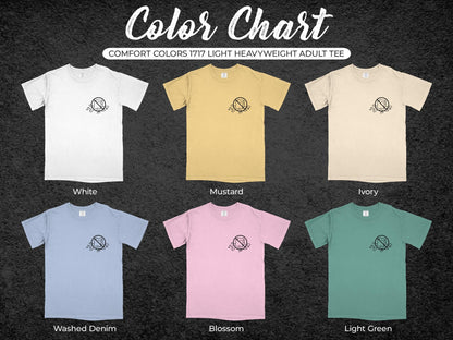 Comfort Colors 1717 Adult Tee Color Chart, 6 Color Options, Heavyweight T-Shirts, Casual Wear, Stylish and Comfortable, Unisex