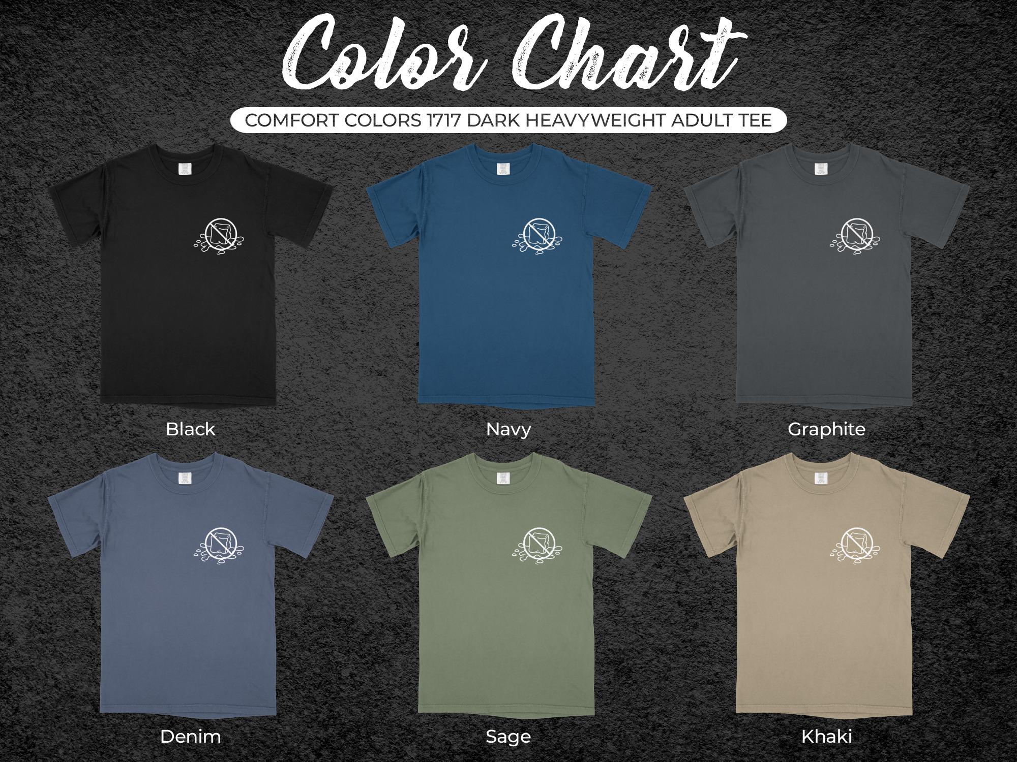 Comfort Colors 1717 Dark Heavyweight Adult Tee, Color Chart, Black Navy Graphite Denim Sage Khaki, Unisex, Soft Cotton Shirt