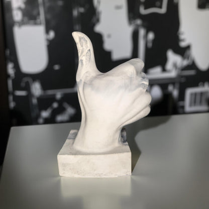 Marbled Concrete Thumbs Up Statue: Handcrafted Desk Decor