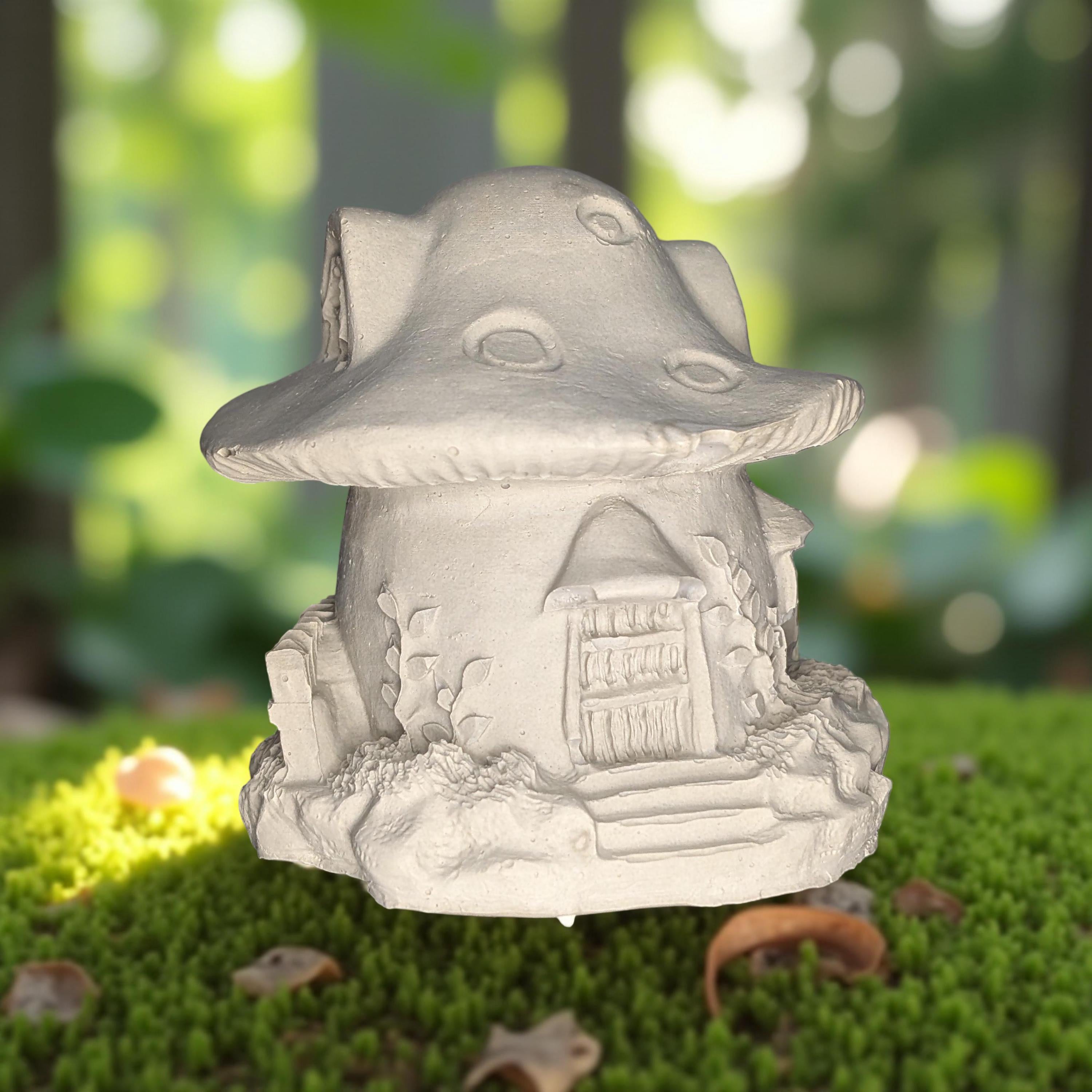 Mini Concrete Mushroom House: Paintable Fairy Garden Decor, 3.5&amp;quot;