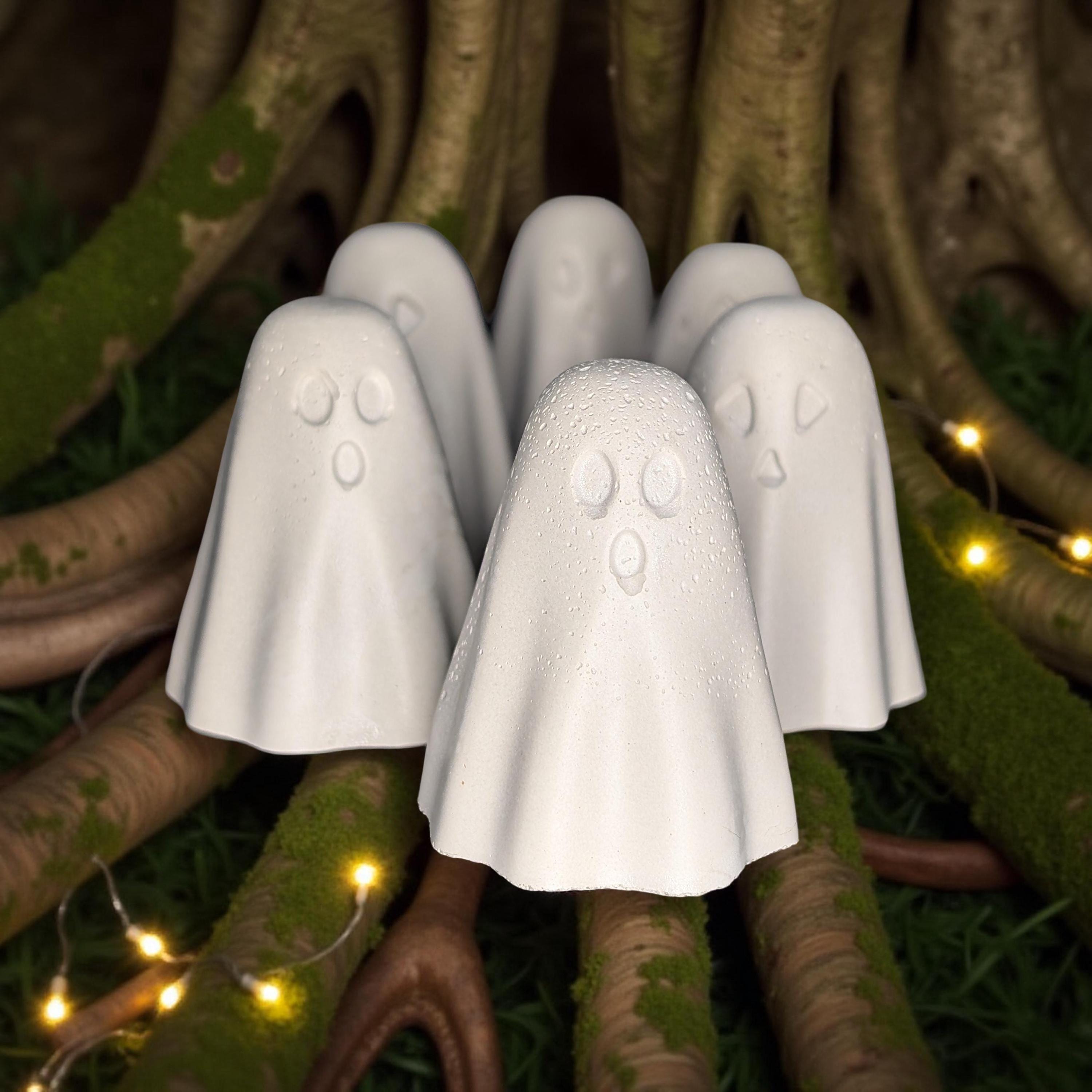 Mini Concrete Ghosts: Modern Halloween Shelf Decor