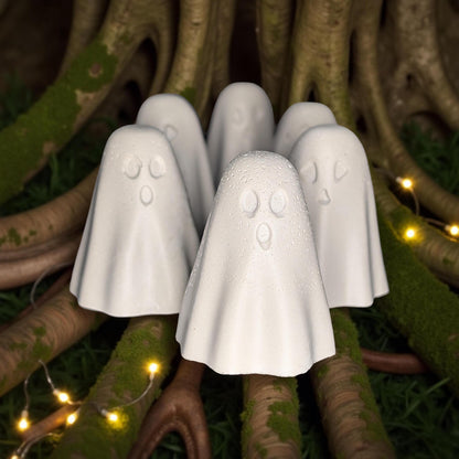 Mini Concrete Ghosts: Modern Halloween Shelf Decor