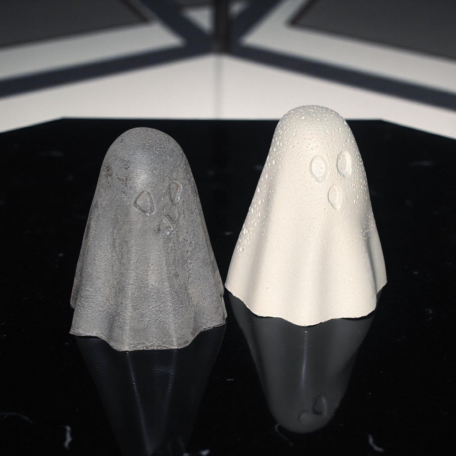 Mini Concrete Ghosts: Modern Halloween Shelf Decor
