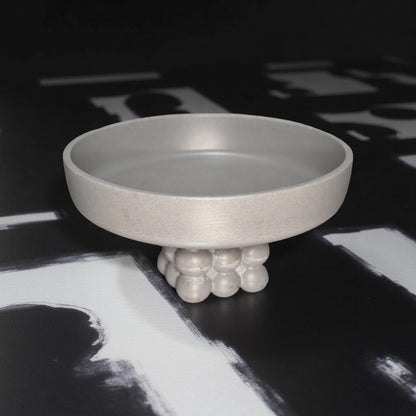Modern Concrete Pedestal Bowl: Sculptural Orb Base, Minimalist Centerpiece