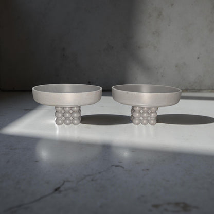 Modern Concrete Pedestal Bowl: Sculptural Orb Base, Minimalist Centerpiece