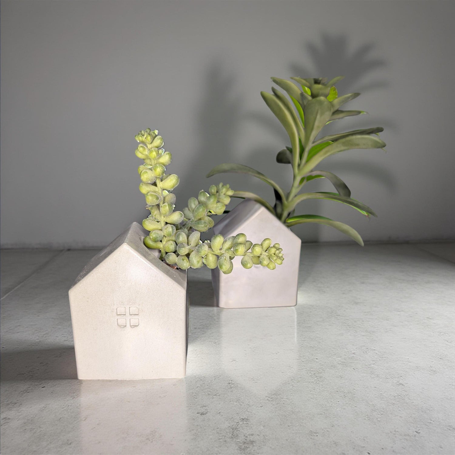 Handmade Concrete House Set | Multi-Use Succulent Planter or Candle Holder | Modern Housewarming Gift | Unique Minimalist Mantel Decor