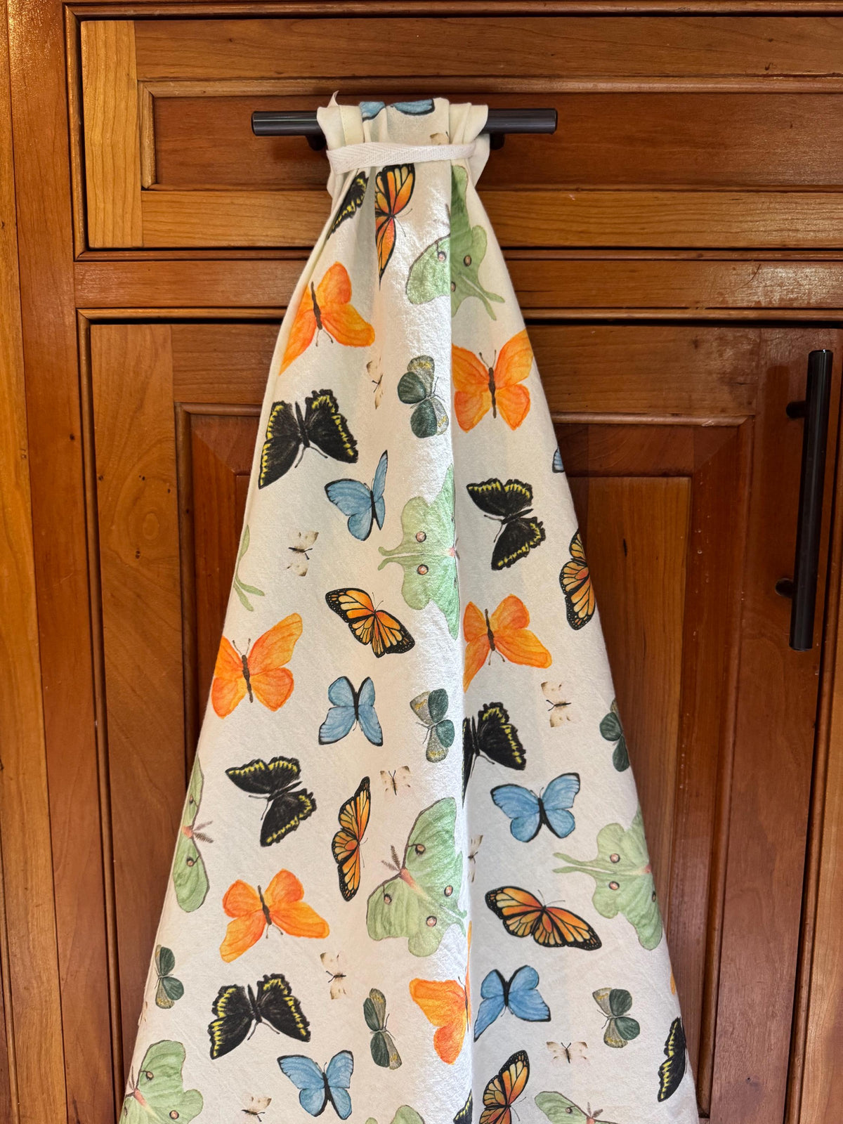 Watercolor Butterfly Tea Towel: Large Cotton Kitchen Decor