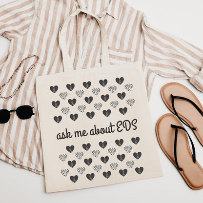 Personalized Rare Disease Awareness Tote Bag | Custom EDS Support Gift | Customized Name Medical Zebra Ribbon Canvas Bag | Ehlers Danlos Bag