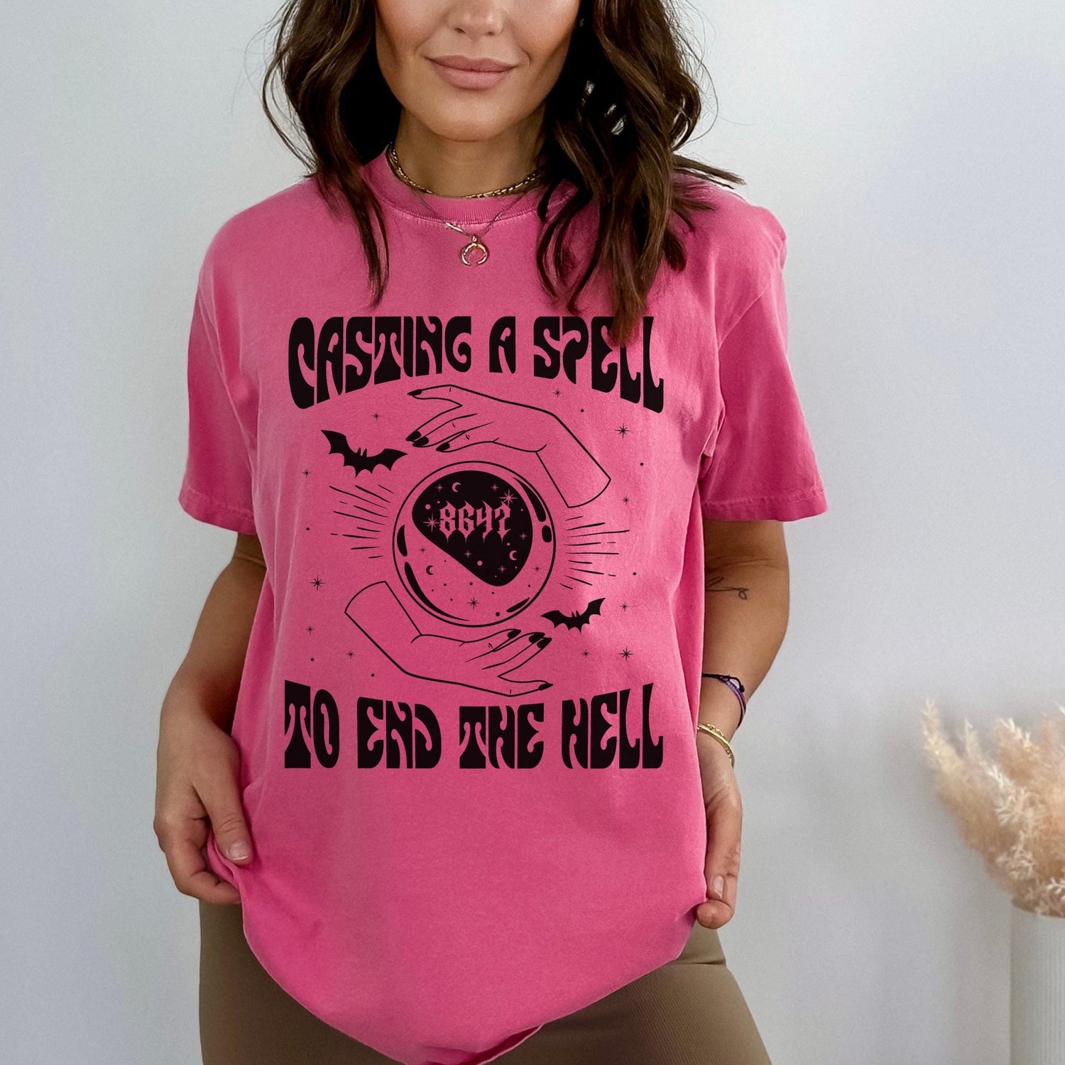 Casting A Spell Graphic T-Shirt, Mystical Witchy Clothing, Halloween Shirt, Magic Spell Tee, Gothic Vintage Style Top