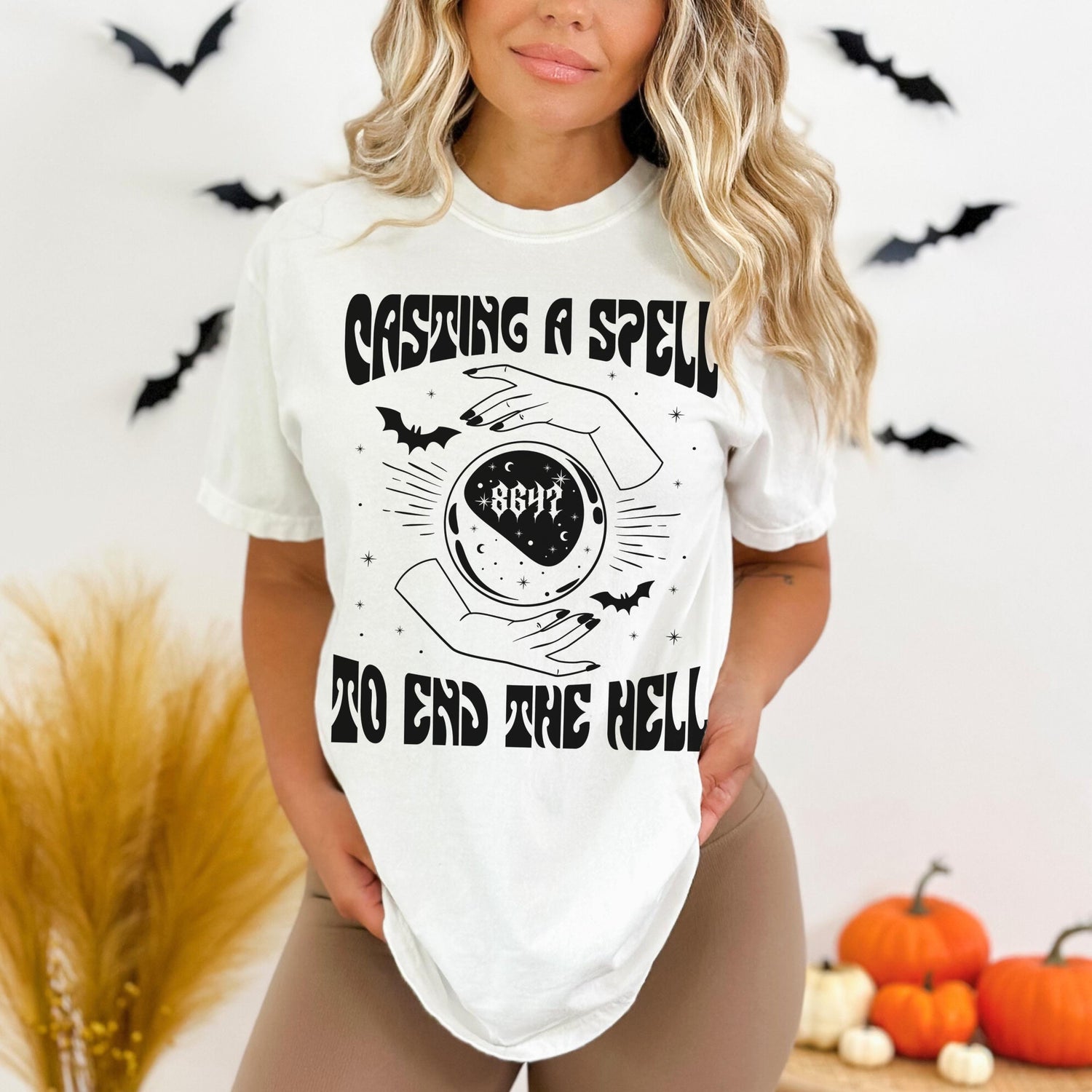 Casting a Spell to End the Hell Shirt, Witchy Graphic Tee, Halloween Aesthetic, Spooky Season Top, Magic Vibes, Witchcore Outfit