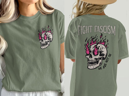Fight Fascism Skull T-shirt, Anti-Fascism Graphic Tee, Political Activism Shirt, Bold Statement Apparel, Unisex Slogan Top