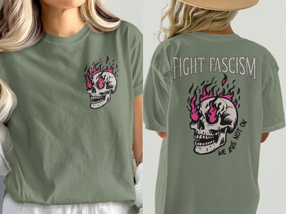 Fight Fascism Skull T-shirt, Anti-Fascism Graphic Tee, Political Activism Shirt, Bold Statement Apparel, Unisex Slogan Top