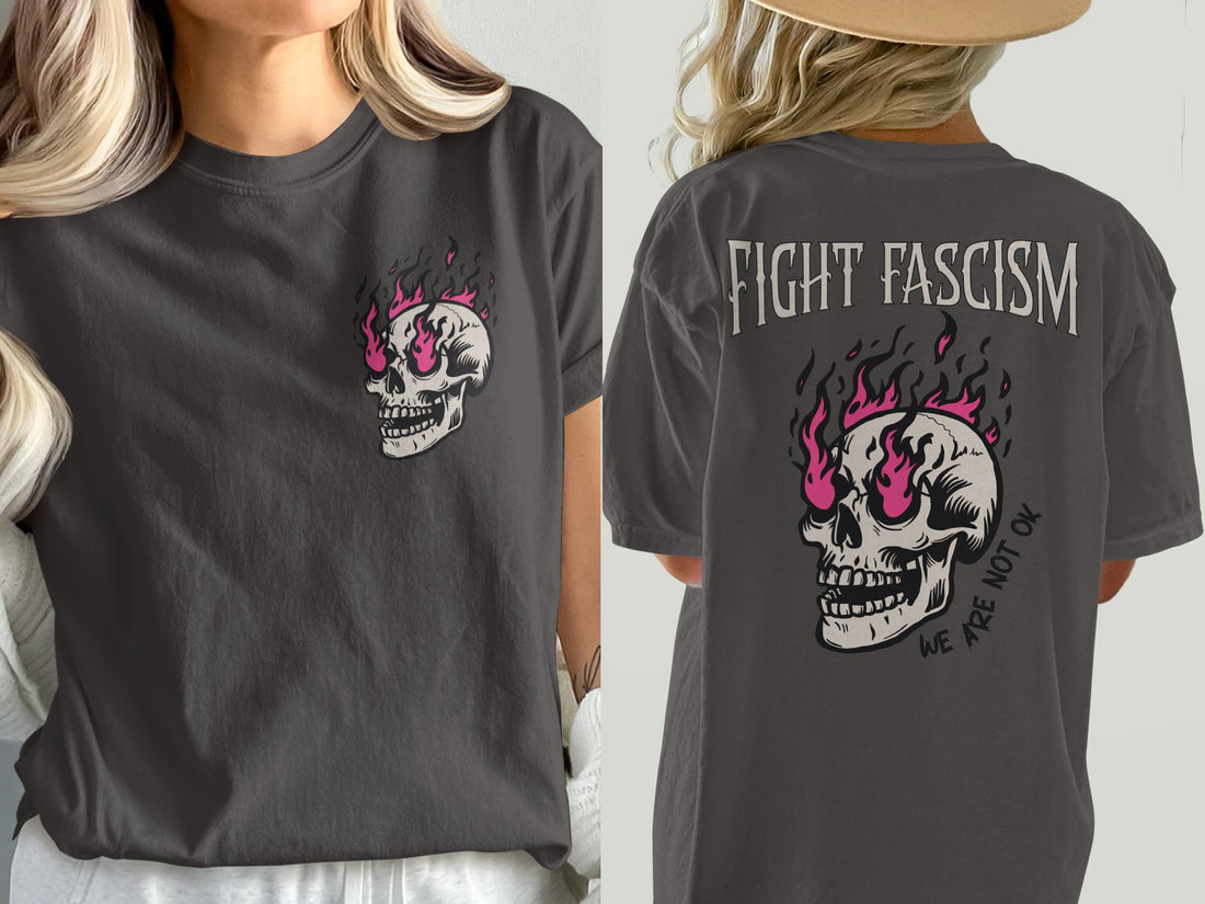 Fight Fascism Skull Graphic Tee, Unisex Anti-Fascism T-Shirt, Political Activist Shirt, Graphic Protest Tee, Statement Apparel