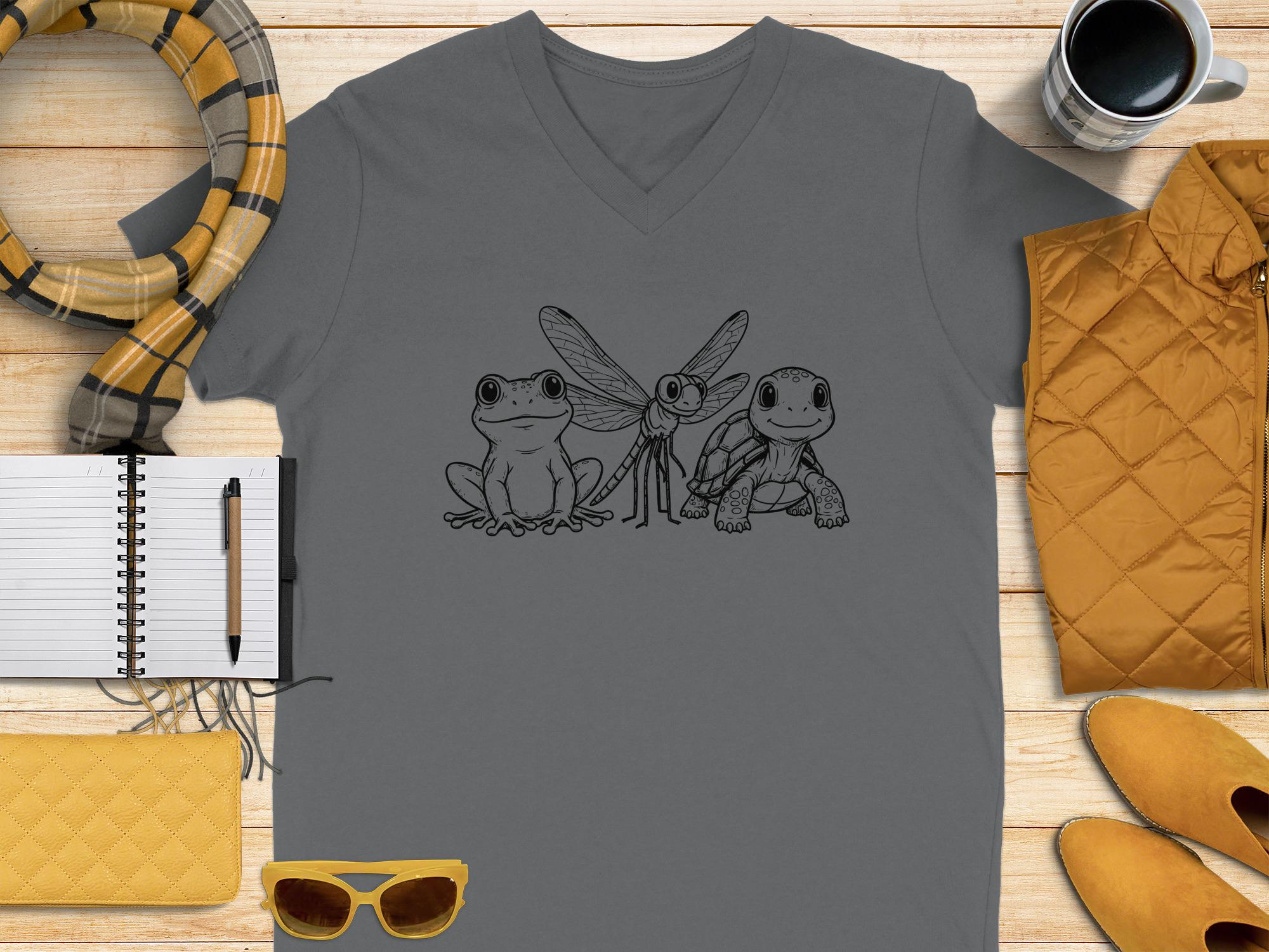 Frog Dragonfly Turtle V Neck T Shirt, Subtle F*ck Trump, Anti Trump Shirt, 8647, FDT, Political Humor Tee, Unique Design V Neck Top