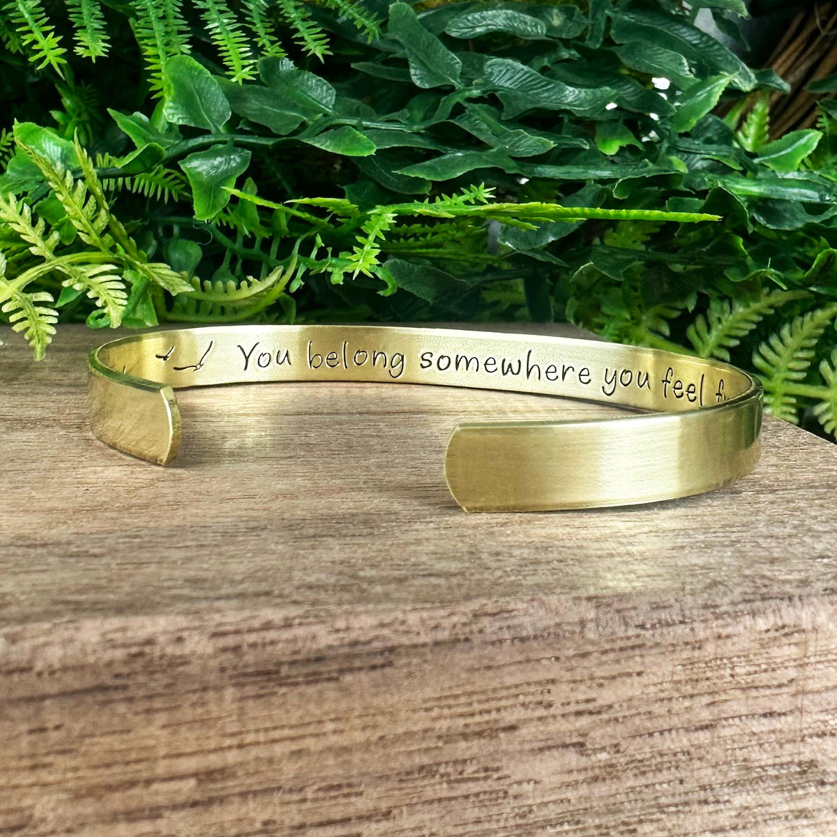 Hand Stamped Wildflower Cuff Bracelet: Aluminum, Brass, or Copper