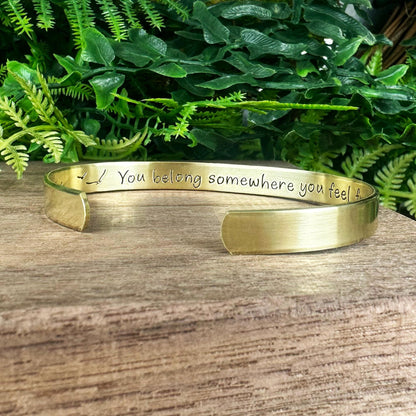 Hand Stamped Wildflower Cuff Bracelet: Aluminum, Brass, or Copper
