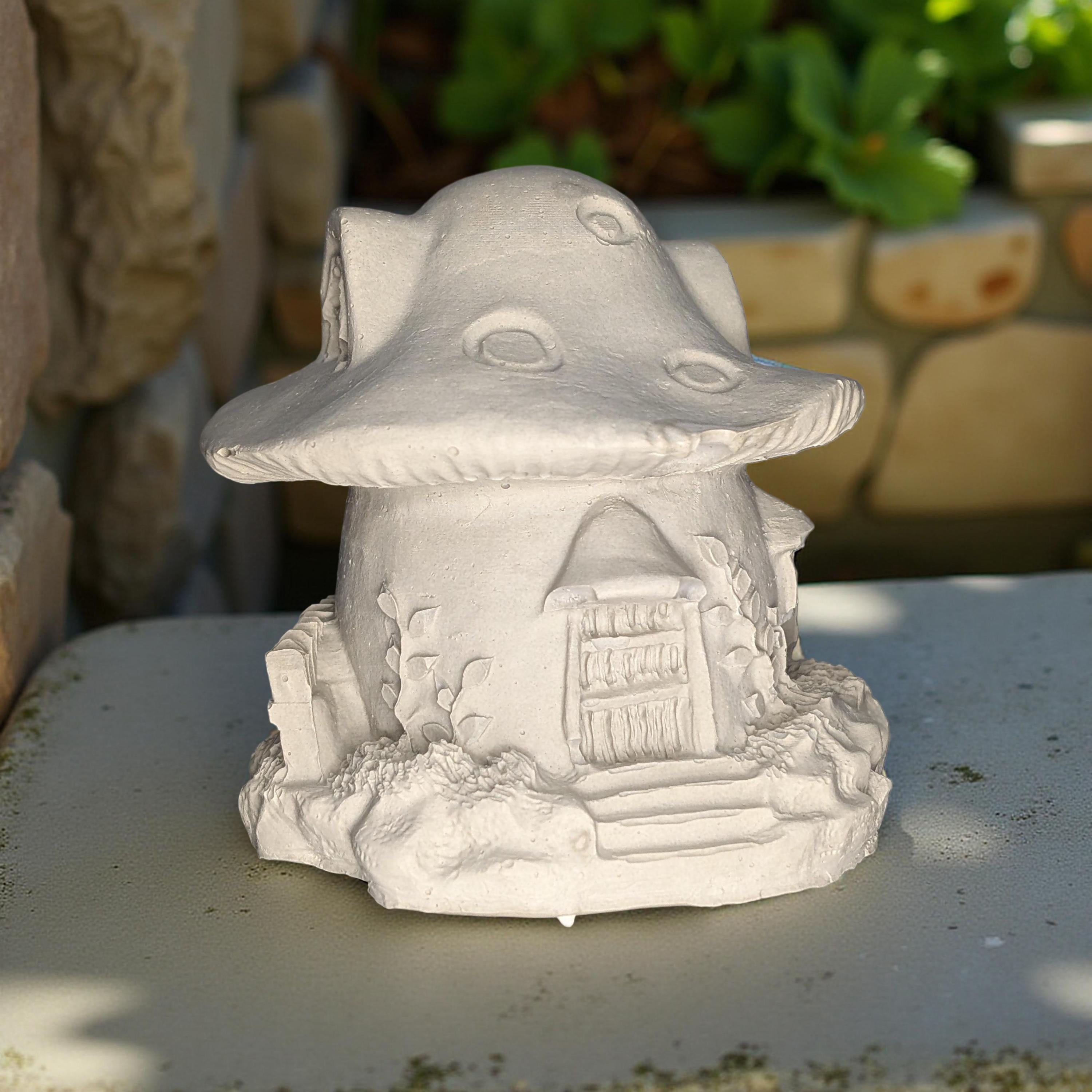 Mini Concrete Mushroom House: Paintable Fairy Garden Decor, 3.5&amp;quot;