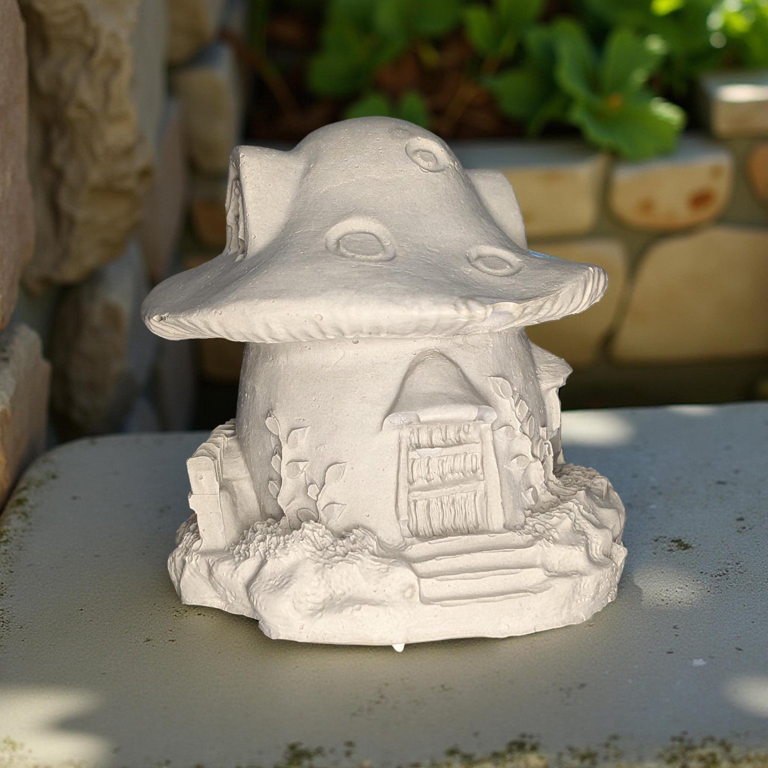 Mini Concrete Mushroom House: Paintable Fairy Garden Decor, 3.5&amp;quot;