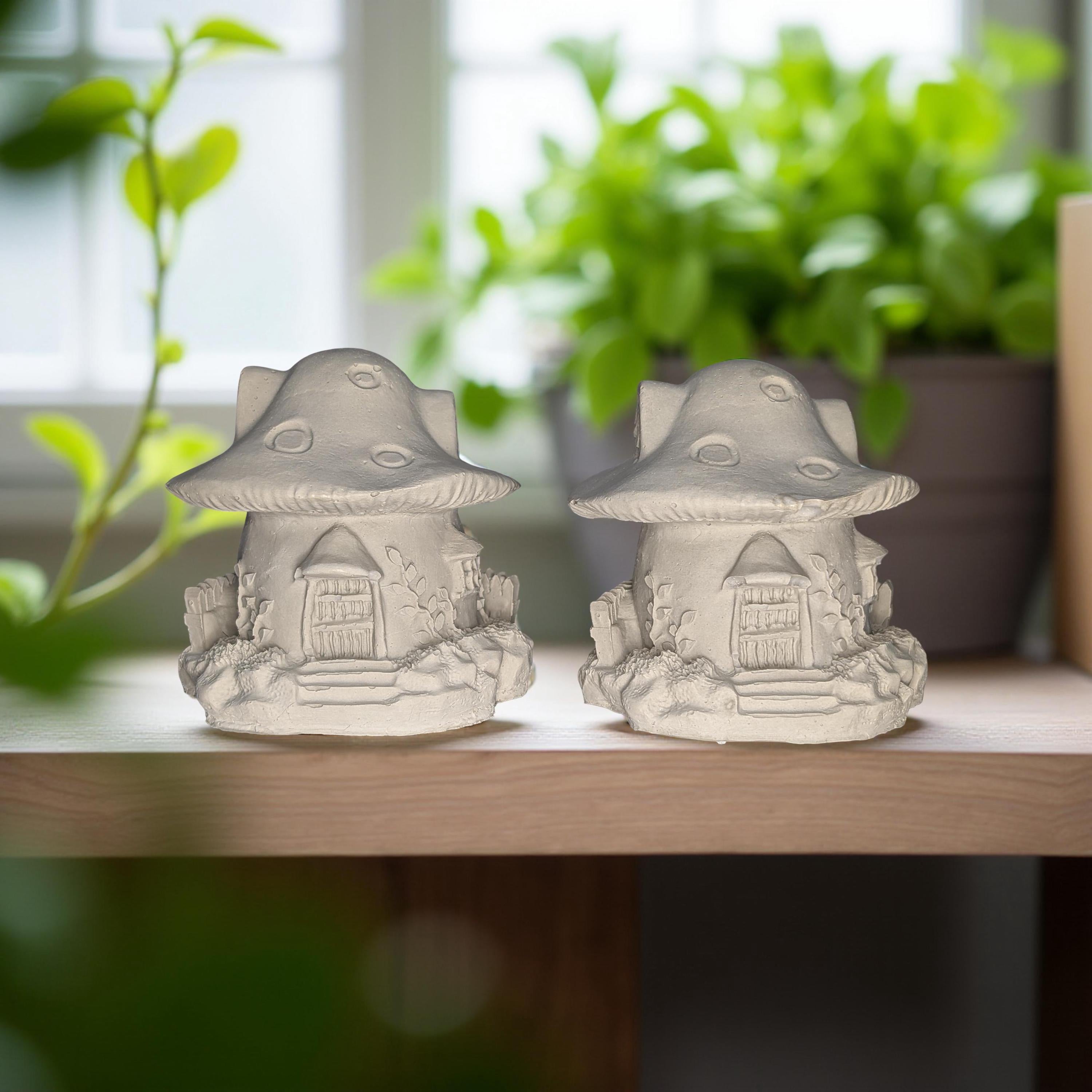 Mini Concrete Mushroom House: Paintable Fairy Garden Decor, 3.5&amp;quot;