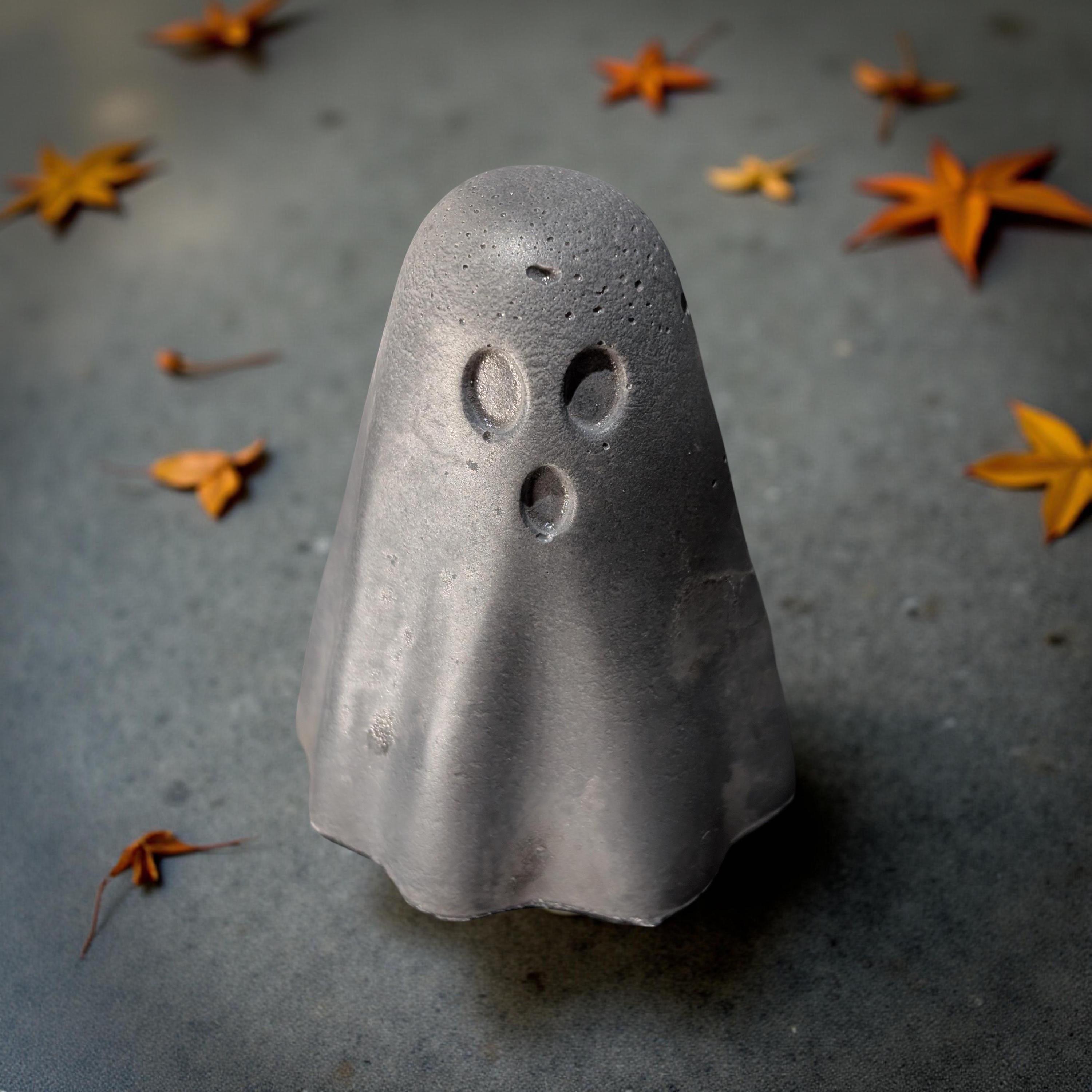 Mini Concrete Ghosts: Modern Halloween Shelf Decor