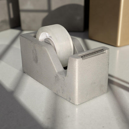 Minimalist Concrete Tape Dispenser: Modern Cement Desk Accessory, Natural or Gray