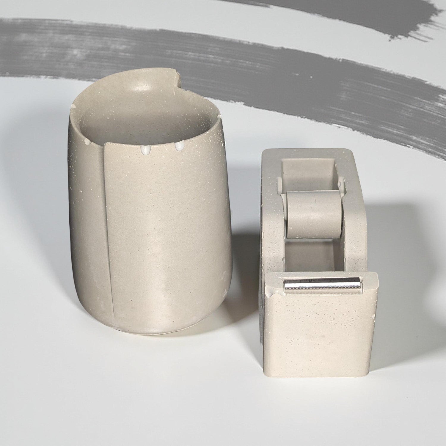 Minimalist Concrete Tape Dispenser: Modern Cement Desk Accessory, Natural or Gray