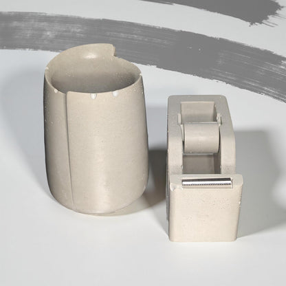 Minimalist Concrete Tape Dispenser: Modern Cement Desk Accessory, Natural or Gray