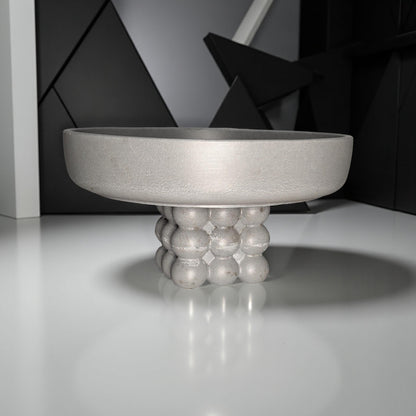 Modern Concrete Pedestal Bowl: Sculptural Orb Base, Minimalist Centerpiece
