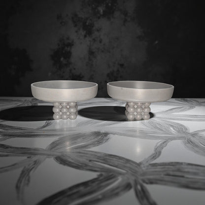 Modern Concrete Pedestal Bowl: Sculptural Orb Base, Minimalist Centerpiece