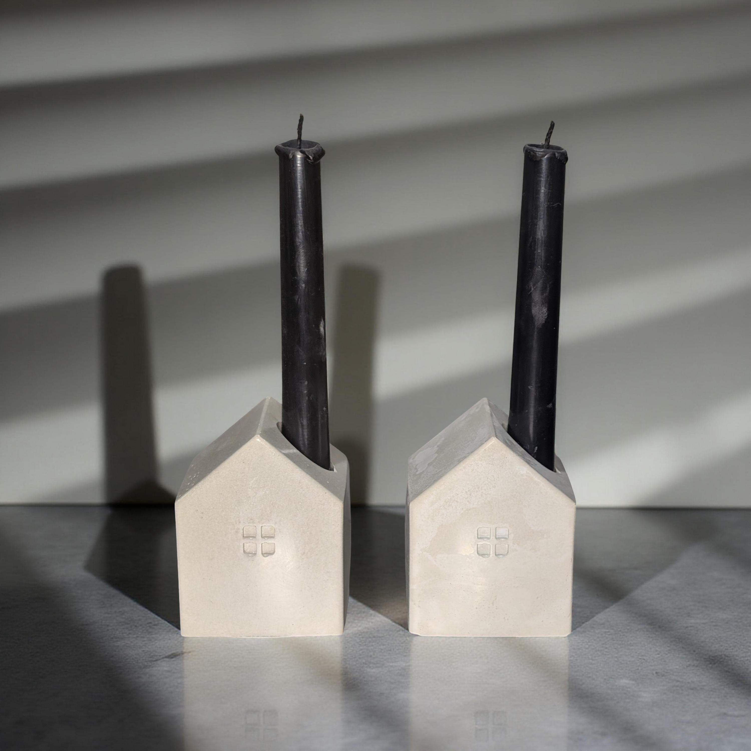 Handmade Concrete House Set | Multi-Use Succulent Planter or Candle Holder | Modern Housewarming Gift | Unique Minimalist Mantel Decor