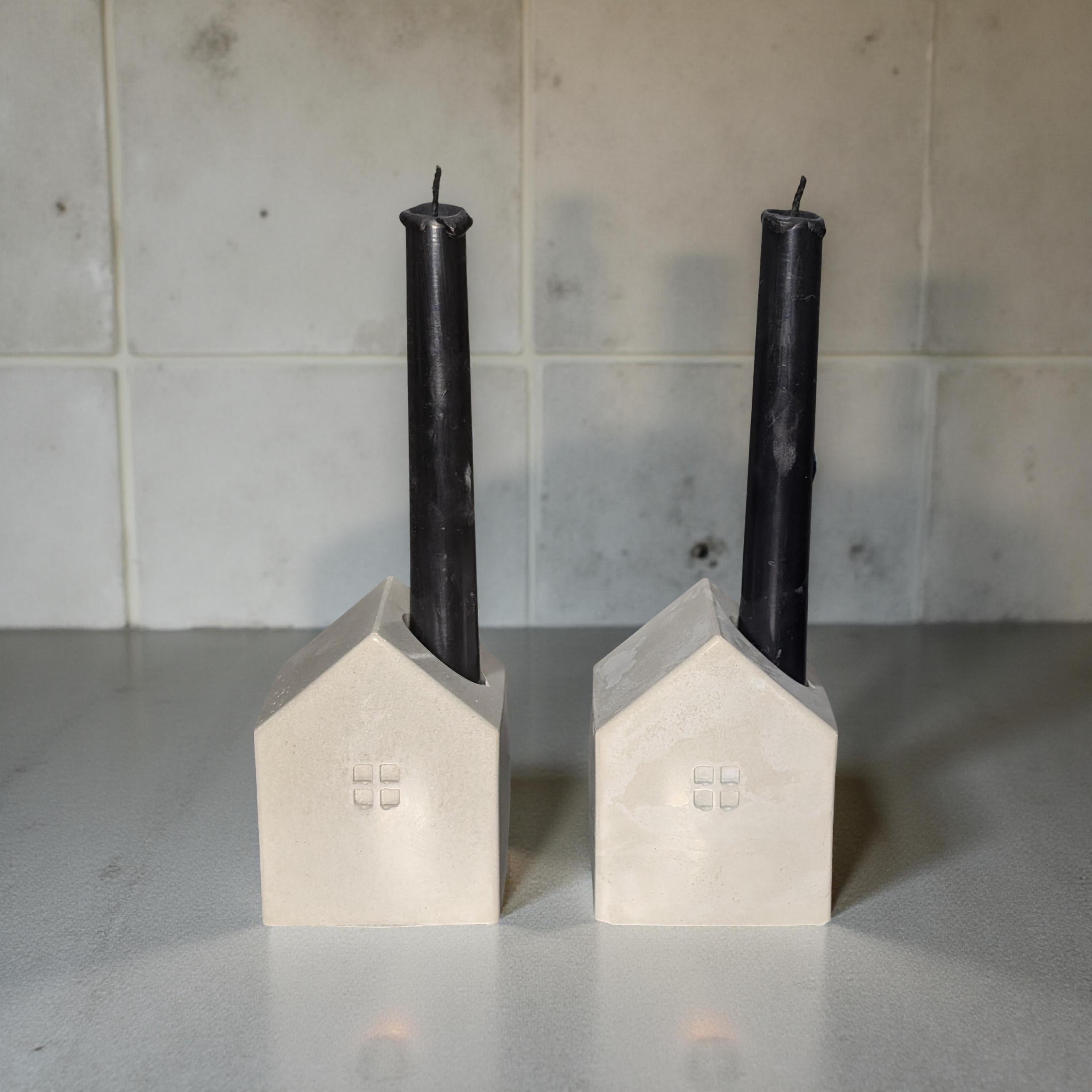 Handmade Concrete House Set | Multi-Use Succulent Planter or Candle Holder | Modern Housewarming Gift | Unique Minimalist Mantel Decor