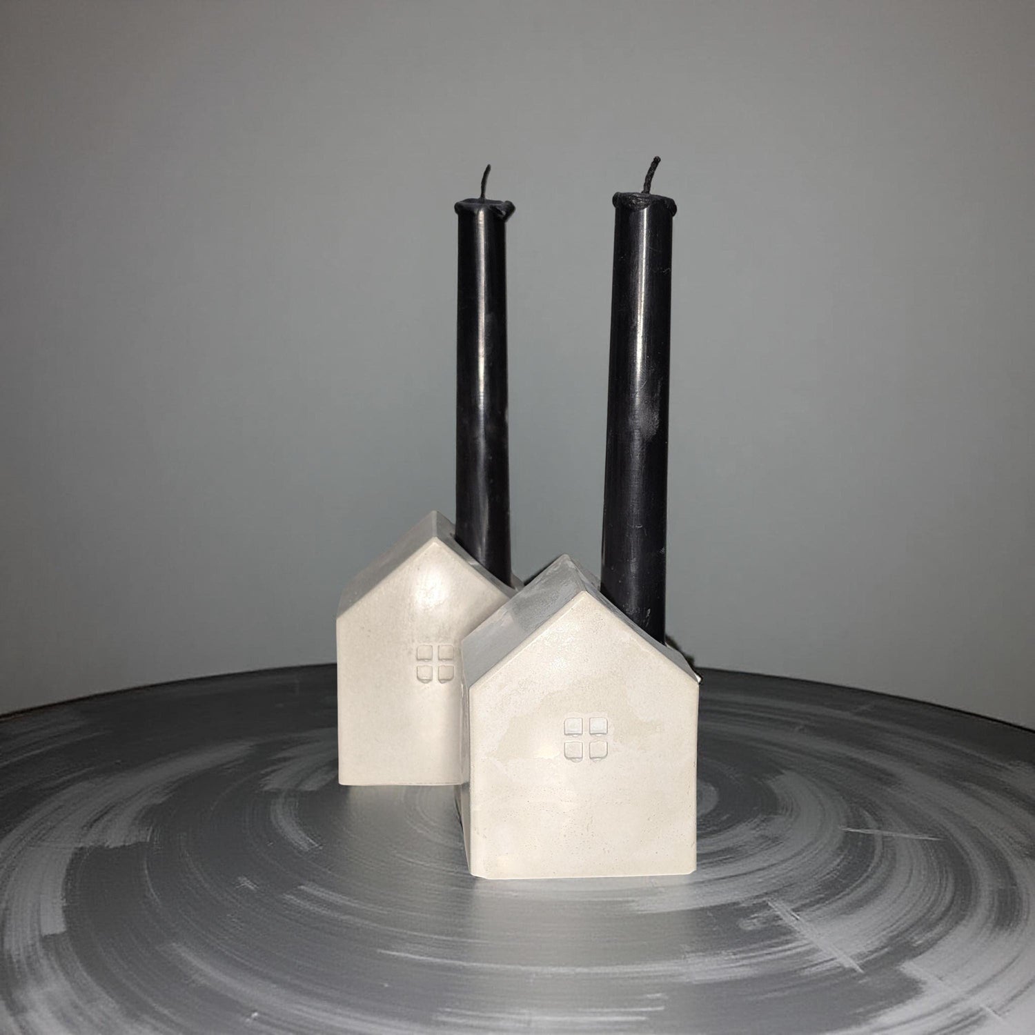 Handmade Concrete House Set | Multi-Use Succulent Planter or Candle Holder | Modern Housewarming Gift | Unique Minimalist Mantel Decor