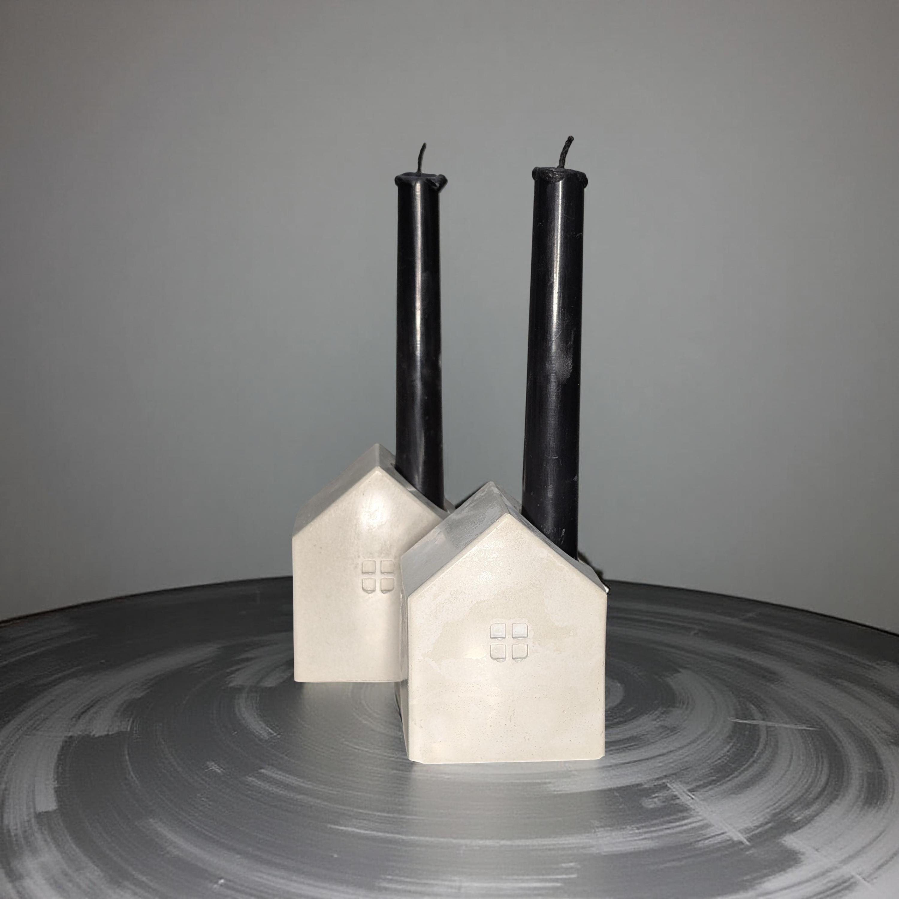 Handmade Concrete House Set | Multi-Use Succulent Planter or Candle Holder | Modern Housewarming Gift | Unique Minimalist Mantel Decor