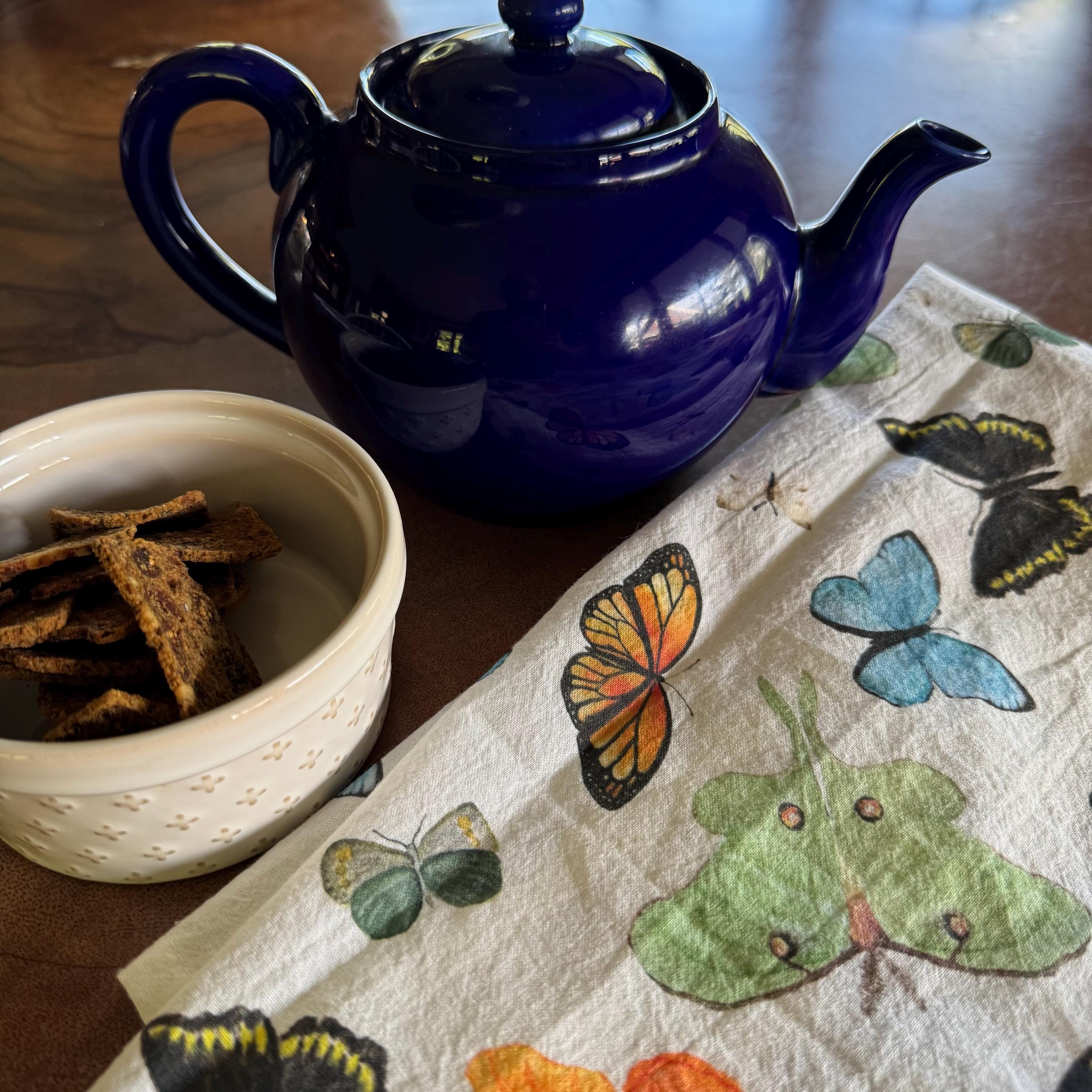 Watercolor Butterfly Tea Towel: Large Cotton Kitchen Decor