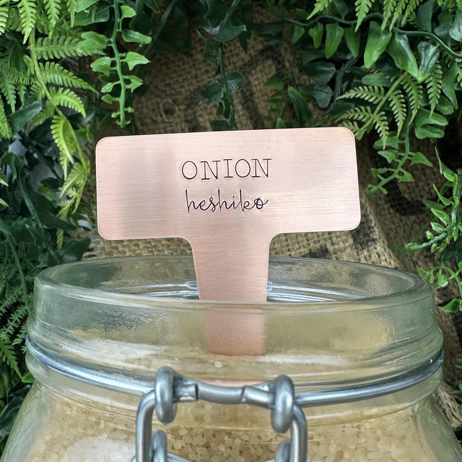 Hand Stamped Copper Garden Marker: Herb &amp; Vegetable Plant Stake