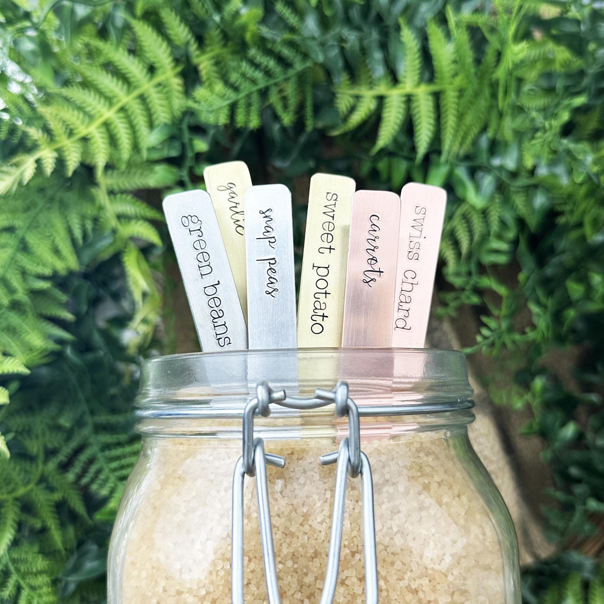 Hand Stamped Garden Marker: Custom Herb &amp; Veggie Stakes