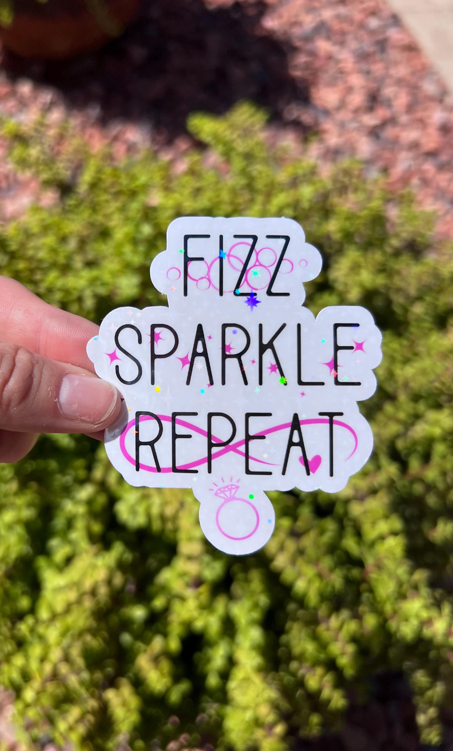 Fizz Sparkle Repeat Sticker: Holographic Vinyl Bomb Party Rep Decal