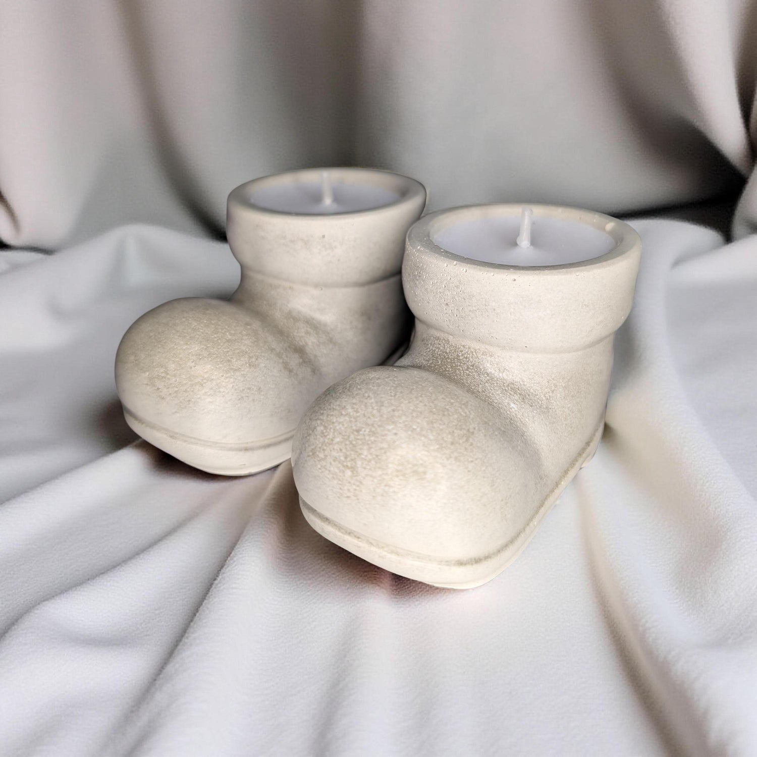 Concrete Santa Boot Tea Light Holders (Set of 2) - Christmas Decor